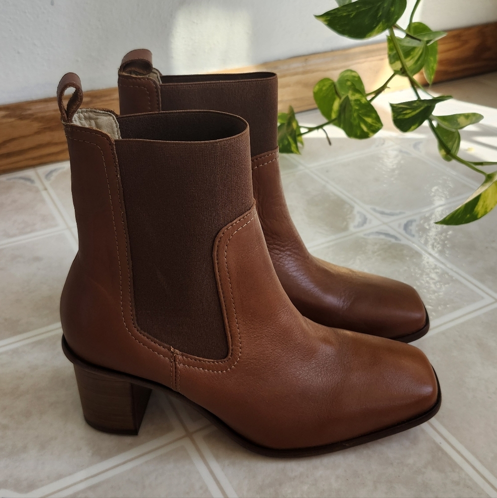 Patina Brown Leather Ankle Boots